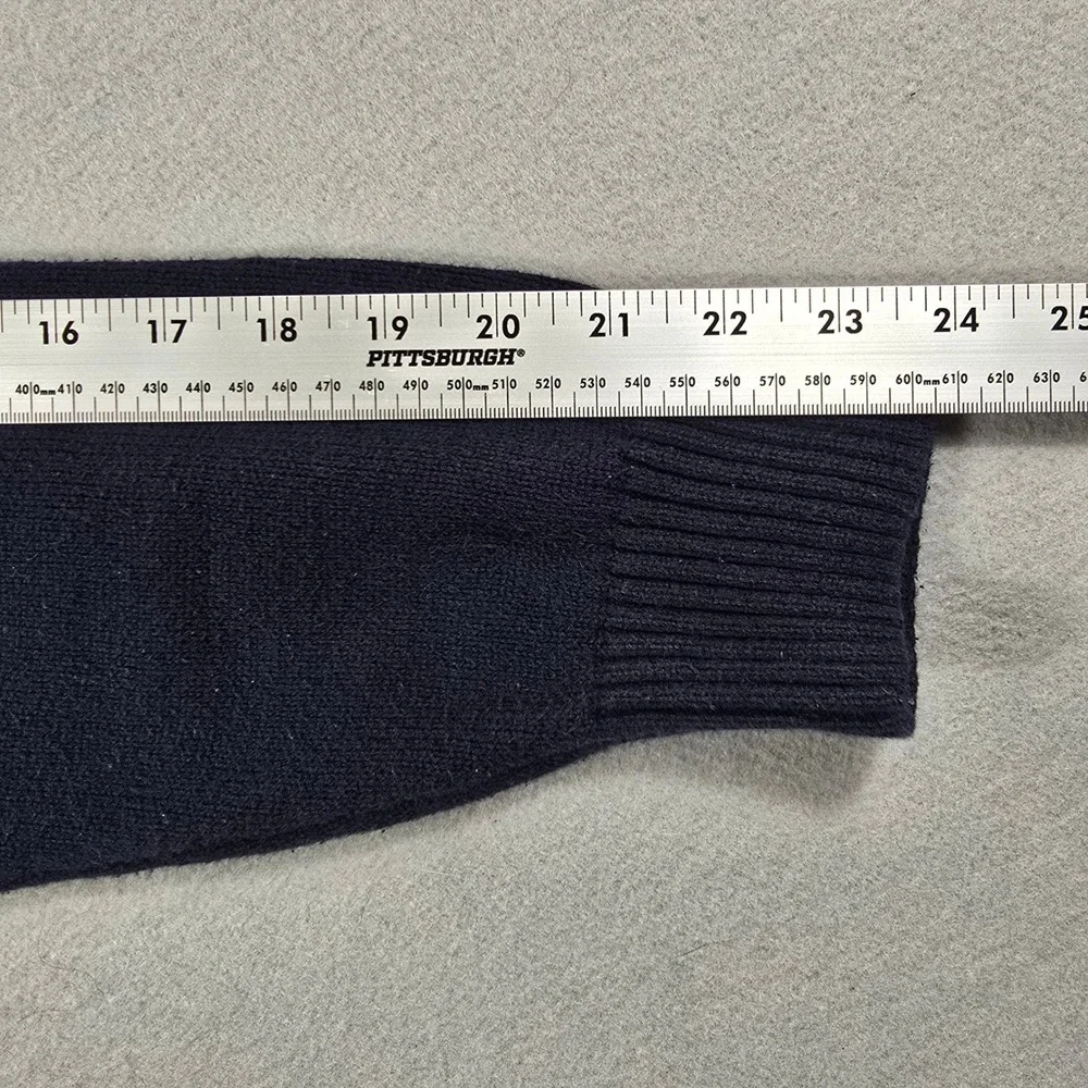 Weatherproof Mens Large Navy Blue Sweater Quarter Zip Fair Isle Cotton Pullover